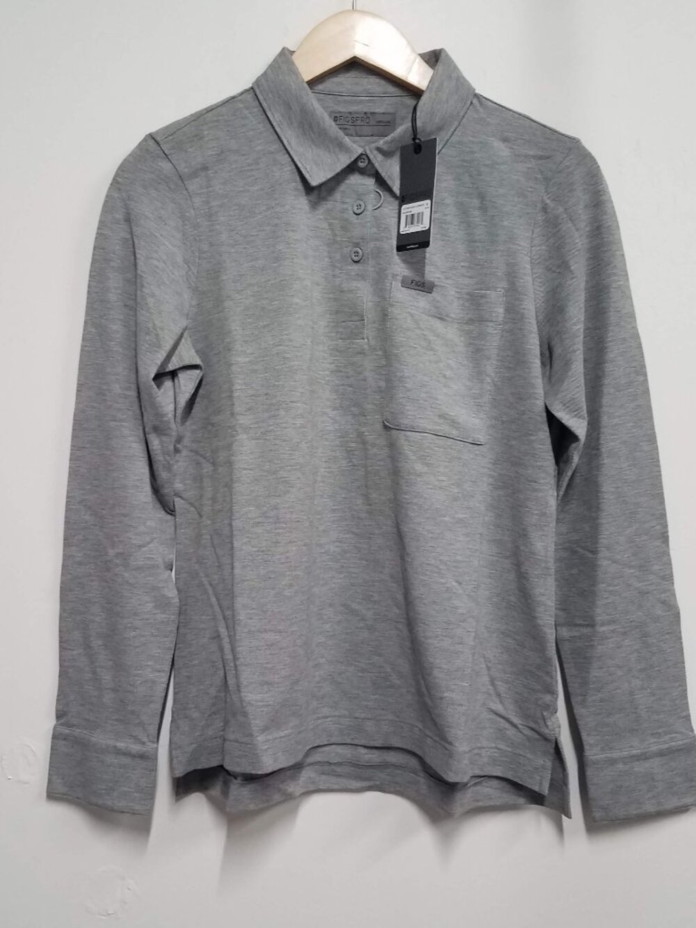 Figs Womens M Technical Pique Scrub Polo Long Sleeve Technical Pique Pima Cotton
